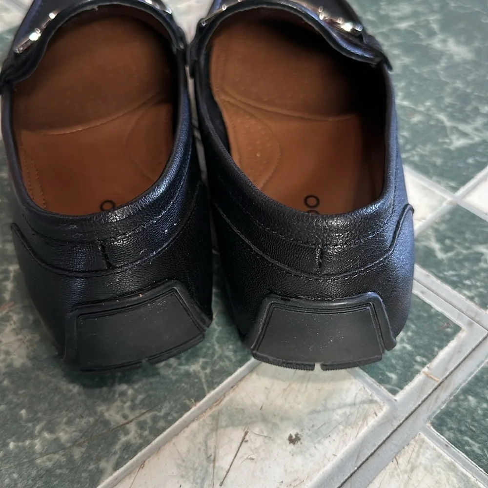 Aldo Black Men’s Slip On Loafers With Silver Buckle Detail Size 8